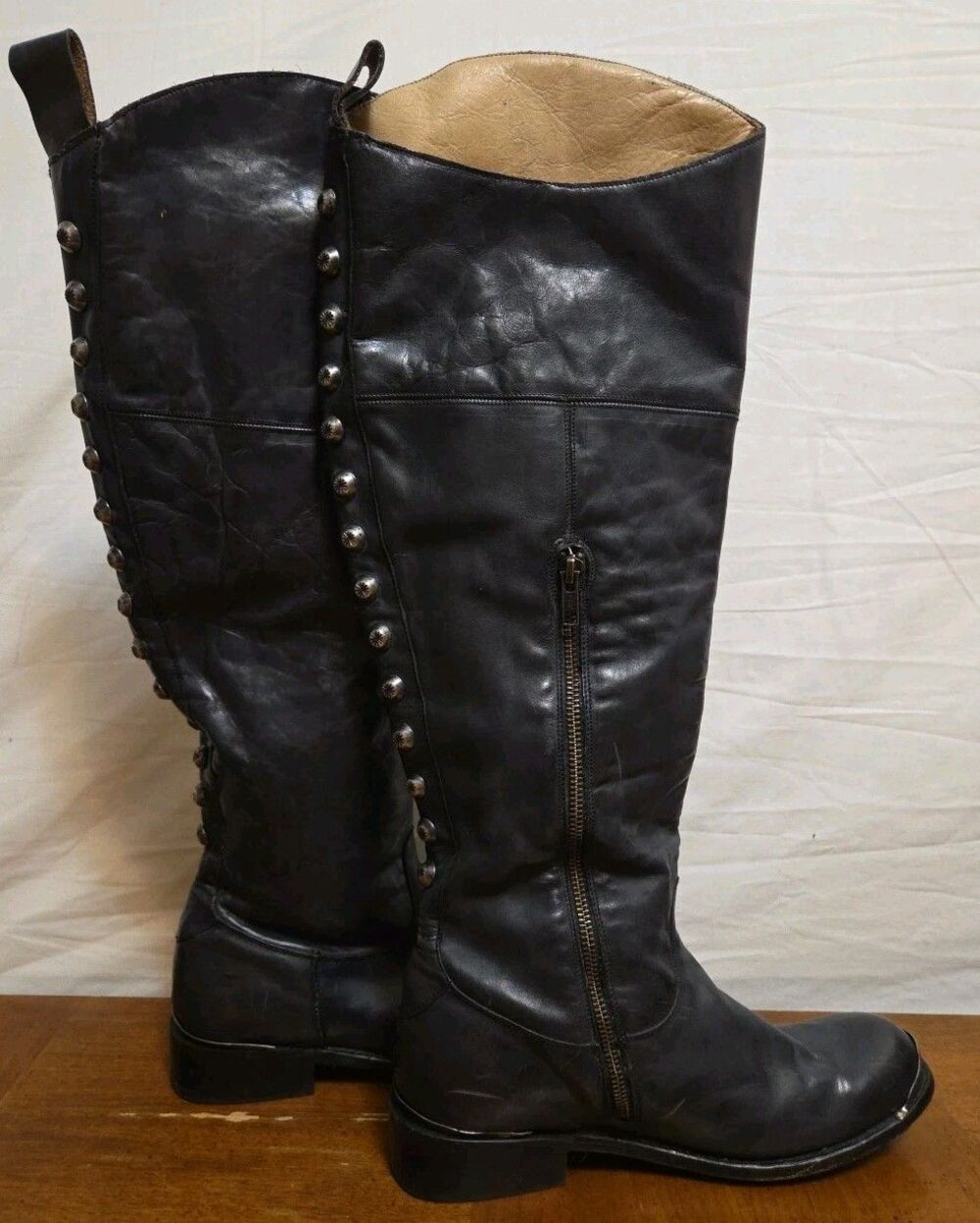 Stetson Womens Black Leather Size 10 Era Over The Knee Boots Vintage